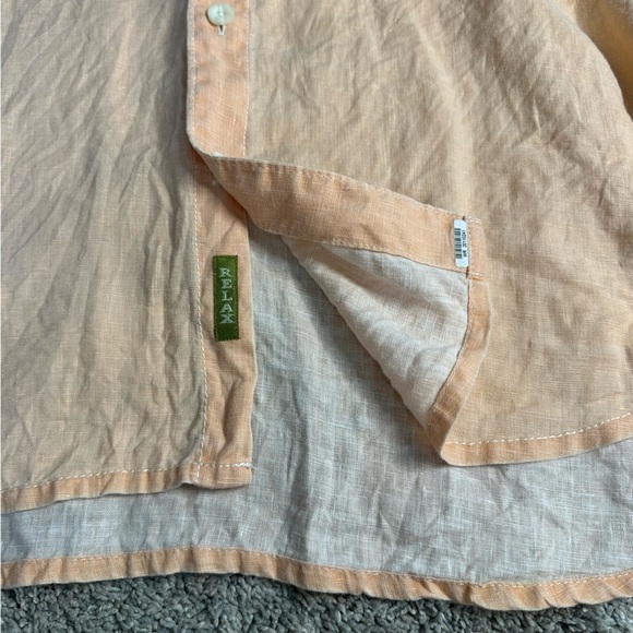 Tommy Bahama 100% Linen Relax Fit Button Shirt XL orange long sleeve resort trip - Picture 8 of 9